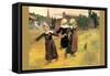 Small Breton Women-Paul Gauguin-Framed Stretched Canvas