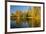 Small bridge and autumn colors reflected on tranquil pond, New Hampshire-Adam Jones-Framed Photographic Print