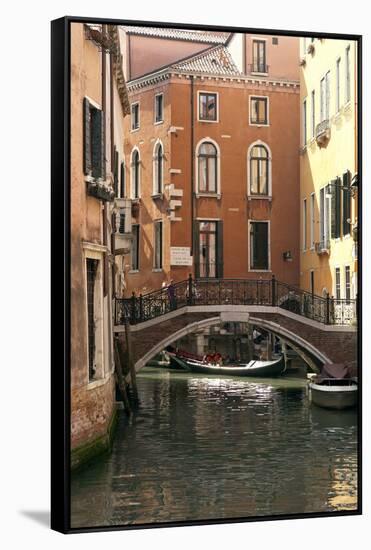 Small Bridge over a Side Canal in Venice, Italy-David Noyes-Framed Stretched Canvas