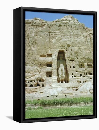 Small Buddha Statue in Cliff (Since Destroyed by the Taliban), Bamiyan, Afghanistan-Jj Travel Photography-Framed Stretched Canvas