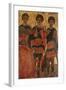 Small Byzantine Icon of Three Warrior Saints Depicting Saints George, Dimitri and Theodore c. 1400-null-Framed Giclee Print