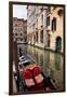 Small Canal Bridge Buildings Gondola Boats Reflections, Venice, Italy-William Perry-Framed Photographic Print