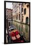 Small Canal Bridge Buildings Gondola Boats Reflections, Venice, Italy-William Perry-Framed Photographic Print
