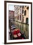 Small Canal Bridge Buildings Gondola Boats Reflections, Venice, Italy-William Perry-Framed Photographic Print