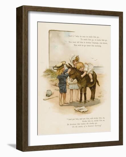 Small Child Clings to the Donkey's Mane While Her Brother Holds It by the Head-Harriet M. Bennett-Framed Art Print