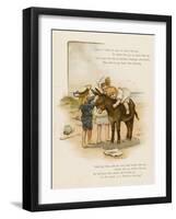 Small Child Clings to the Donkey's Mane While Her Brother Holds It by the Head-Harriet M. Bennett-Framed Art Print