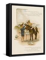 Small Child Clings to the Donkey's Mane While Her Brother Holds It by the Head-Harriet M. Bennett-Framed Stretched Canvas