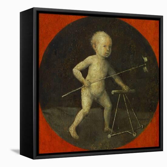 Small Child with Windmill, Tondo, Reverse Side of the Altar Wing with Christ Carrying the Cross-Hieronymus Bosch-Framed Stretched Canvas