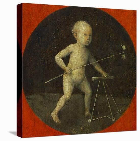 Small Child with Windmill, Tondo, Reverse Side of the Altar Wing with Christ Carrying the Cross-Hieronymus Bosch-Stretched Canvas