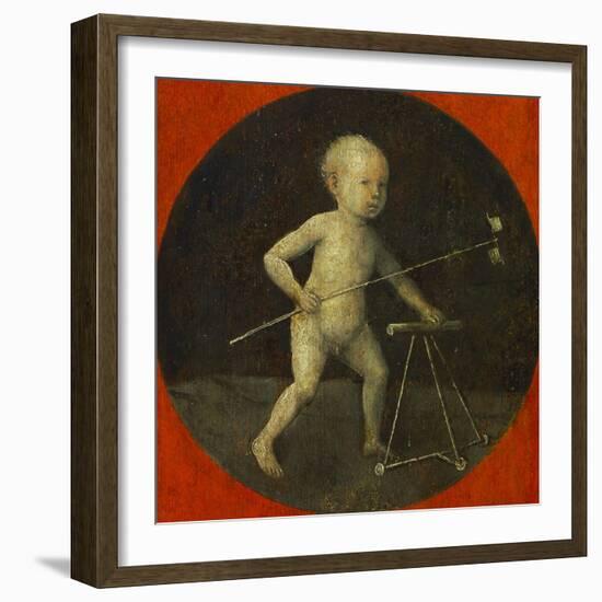 Small Child with Windmill, Tondo, Reverse Side of the Altar Wing with Christ Carrying the Cross-Hieronymus Bosch-Framed Giclee Print