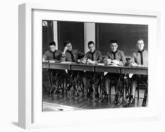 Small Class of West Point Cadets Listening to a Lecture in Classroom, at US Military Academy-null-Framed Photographic Print