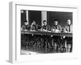Small Class of West Point Cadets Listening to a Lecture in Classroom, at US Military Academy-null-Framed Photographic Print