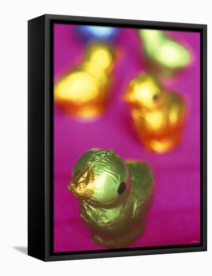 Small Colourfully Wrapped Chocolate Chickens-Francesca Yorke-Framed Stretched Canvas