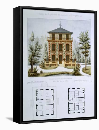 Small Country House Near Paris, Engraved by Walter, Plate 12, Architecture Pittoresque et Moderne-Andre Marty-Framed Stretched Canvas