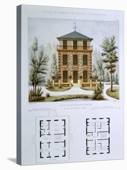 Small Country House Near Paris, Engraved by Walter, Plate 12, Architecture Pittoresque et Moderne-Andre Marty-Stretched Canvas