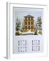 Small Country House Near Paris, Engraved by Walter, Plate 12, Architecture Pittoresque et Moderne-Andre Marty-Framed Giclee Print