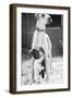 Small Dog Standing under Great Dane-null-Framed Photographic Print