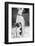 Small Dog Standing under Great Dane-null-Framed Photographic Print