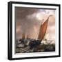 Small Dutch Transport Ship, before the Breeze, in the Calm, Shallow Waters along the Coast, Bearing-Simon Jacobsz Vlieger-Framed Giclee Print