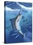 Small Fish Scatter As a Huge Blue Marlin Swims To the Surface-Stocktrek Images-Stretched Canvas