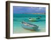 Small Fishing Boats in the Turquoise Sea, Mauritius, Indian Ocean, Africa-null-Framed Photographic Print