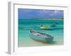 Small Fishing Boats in the Turquoise Sea, Mauritius, Indian Ocean, Africa-null-Framed Photographic Print