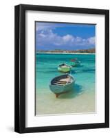 Small Fishing Boats in the Turquoise Sea, Mauritius, Indian Ocean, Africa-null-Framed Photographic Print