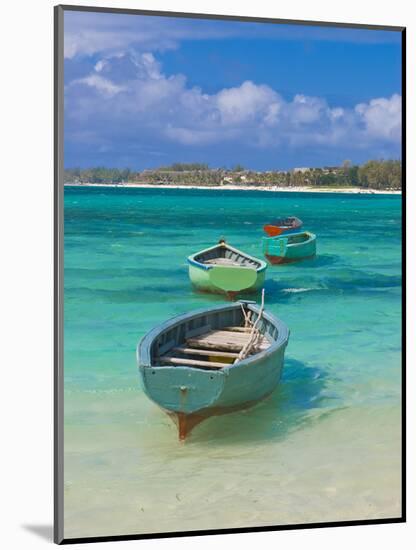 Small Fishing Boats in the Turquoise Sea, Mauritius, Indian Ocean, Africa-null-Mounted Photographic Print