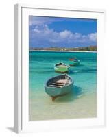 Small Fishing Boats in the Turquoise Sea, Mauritius, Indian Ocean, Africa-null-Framed Photographic Print