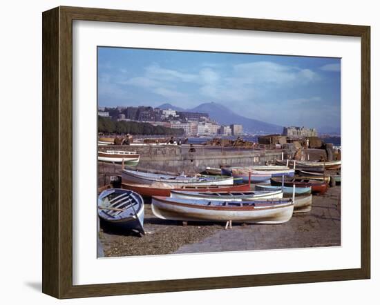 Small Fishing Boats on the Shore of Naples Harbor During WWII-George Rodger-Framed Photographic Print