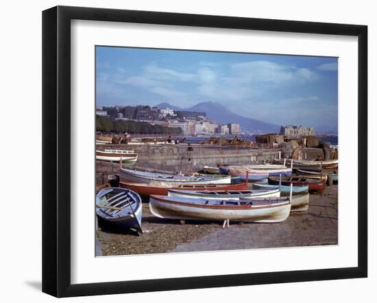 Small Fishing Boats on the Shore of Naples Harbor During WWII-George Rodger-Framed Photographic Print