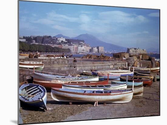 Small Fishing Boats on the Shore of Naples Harbor During WWII-George Rodger-Mounted Photographic Print