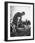 Small Flock of Chickens in Swiss Farmyard Being Fed by Girl of the Farm Family-Yale Joel-Framed Photographic Print