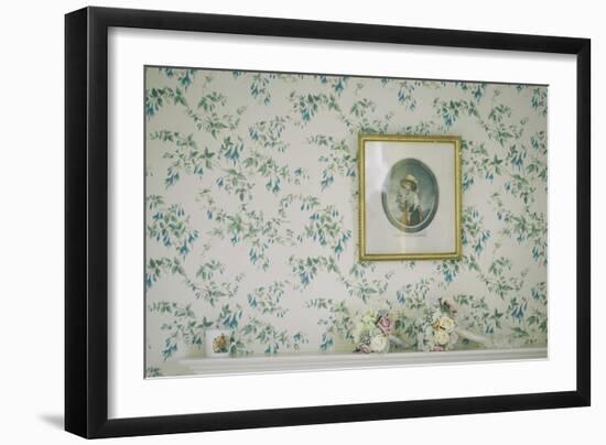 Small Framed Print on a Wall with Wedding Bouquet of Flowers on Mantlepiece-Clive Nolan-Framed Photographic Print