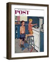 "Small Fry" Saturday Evening Post Cover, July 12, 1958-Amos Sewell-Framed Giclee Print