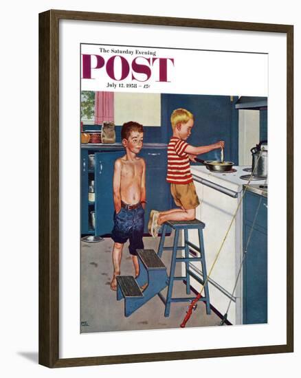 "Small Fry" Saturday Evening Post Cover, July 12, 1958-Amos Sewell-Framed Giclee Print