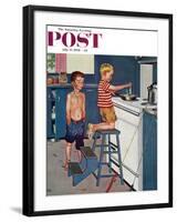 "Small Fry" Saturday Evening Post Cover, July 12, 1958-Amos Sewell-Framed Giclee Print