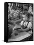 Small Girl Enjoying a Stein of Weak Beer-Dmitri Kessel-Framed Stretched Canvas