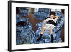 Small Girl in Blue-Mary Cassatt-Framed Art Print