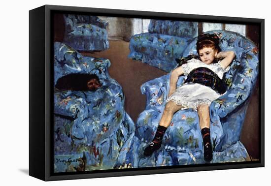 Small Girl in Blue-Mary Cassatt-Framed Stretched Canvas