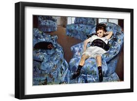 Small Girl in Blue-Mary Cassatt-Framed Art Print