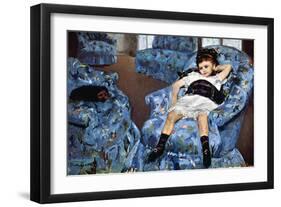 Small Girl In Blue-Mary Cassatt-Framed Art Print