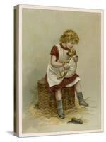 Small Girl Nurses a Sick Puppy-Harriet M. Bennett-Stretched Canvas