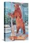 Small Girl with Large Bear, Retro-null-Stretched Canvas