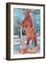 Small Girl with Large Bear, Retro-null-Framed Art Print