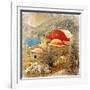 Small Greek Monastery -Artistic Retro Styled Picture-Maugli-l-Framed Art Print