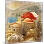 Small Greek Monastery -Artistic Retro Styled Picture-Maugli-l-Mounted Art Print