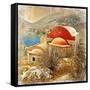 Small Greek Monastery -Artistic Retro Styled Picture-Maugli-l-Framed Stretched Canvas
