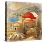 Small Greek Monastery -Artistic Retro Styled Picture-Maugli-l-Stretched Canvas