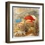 Small Greek Monastery -Artistic Retro Styled Picture-Maugli-l-Framed Art Print